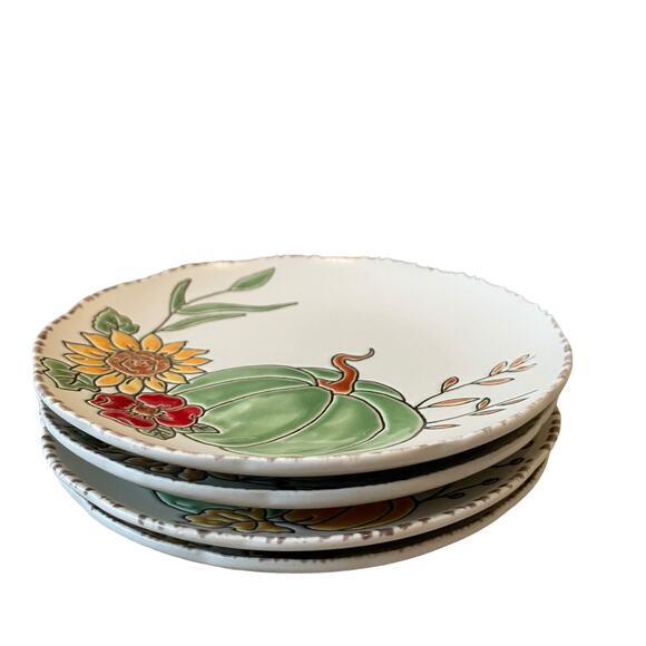 Eli & Ana Pumpkin Appetizer Plates 6in Thanksgiving Fall Harvest Set of 4 New - Picture 8 of 14
